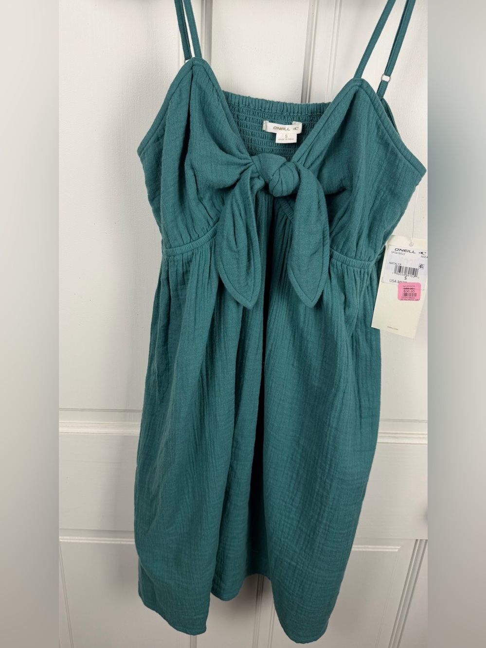 NWT O’Neill Teal Tie-Front Sundress
